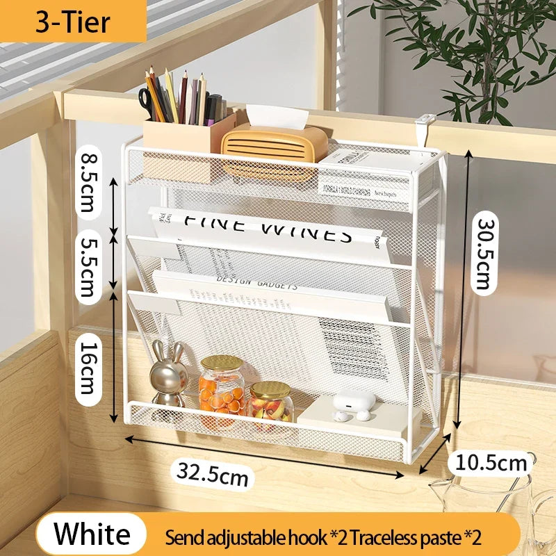 Desk File Organizer 5-Tier Mesh Vertical Wall Mount Desktop Mail Sorter Back To School 2025 Space Saving