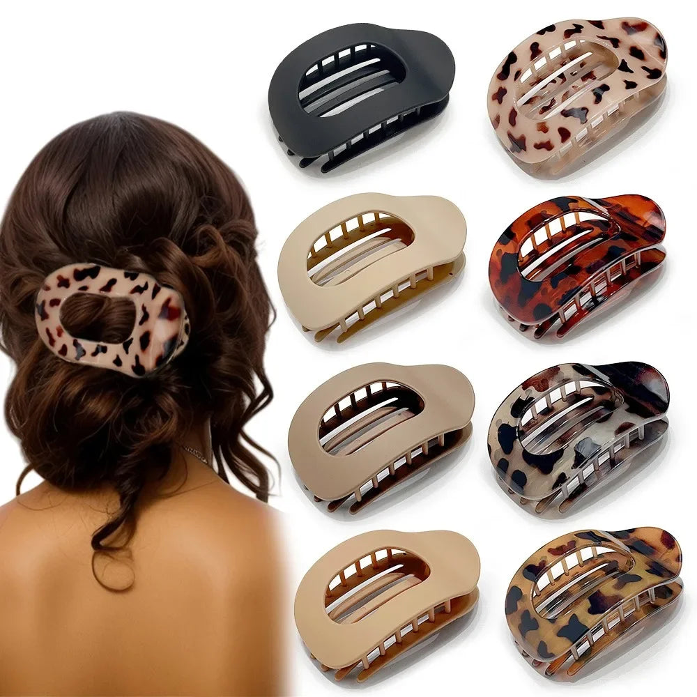 Hair Claw Clip Oval Design Leopard Print Acrylic Barrettes Spring 2026 Trend Gift