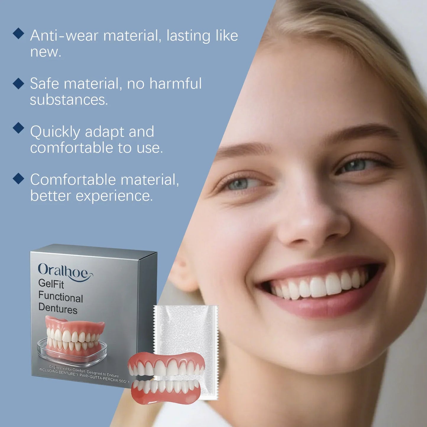 Soft Silicone Temporary Dentures Full Set – Safe, Easy Fit, Instant Smile Restoration 2026
