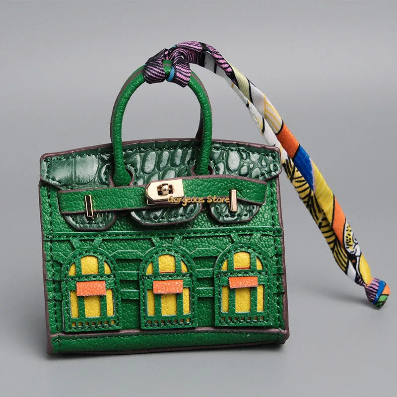 Birkin Inspired Mini Hand Bag - Platinum Bag Charm