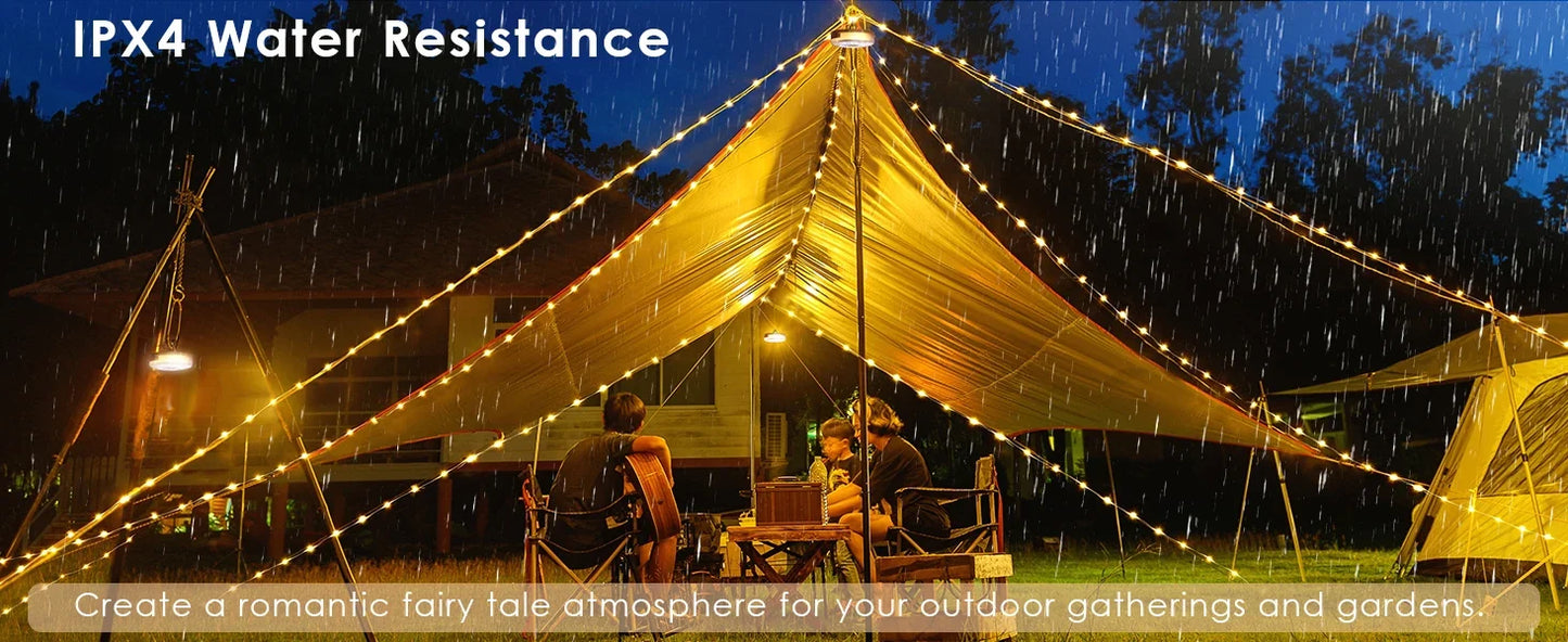 2-in-1 LED Reel Camping String Light – USB Rechargeable Portable Atmosphere Lantern Garden Tent Decor 2026