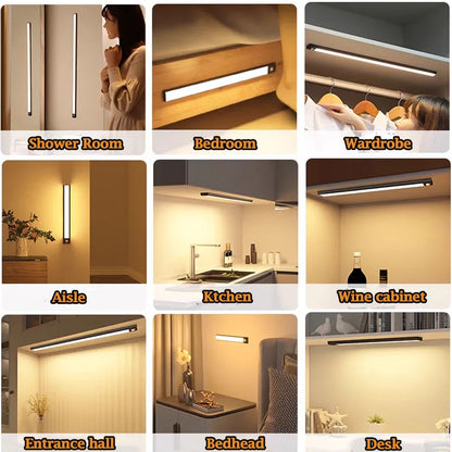 Wireless LED Motion Sensor Cabinet Light – Dimmable Type-C Rechargeable Night Lamp for Closet Kitchen 2026