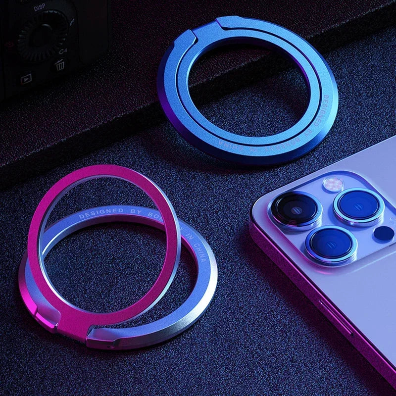 Magnetic iPhone Ring Holder - Foldable Grip Stand & Accessories for Mobile Support