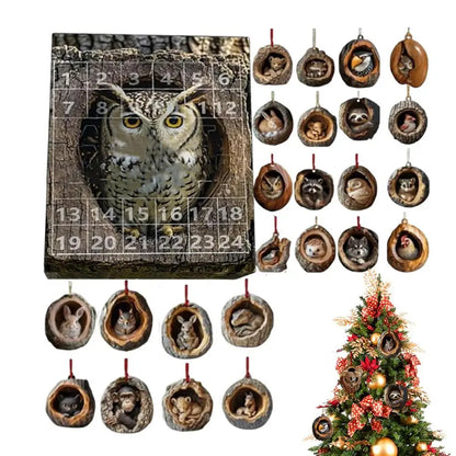 Advent Calendar Cat Countdown Hanging Tree Ornaments