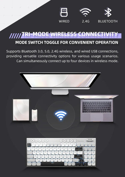 Wireless Low Profile Mechanical Keyboard 98 Keys PBT