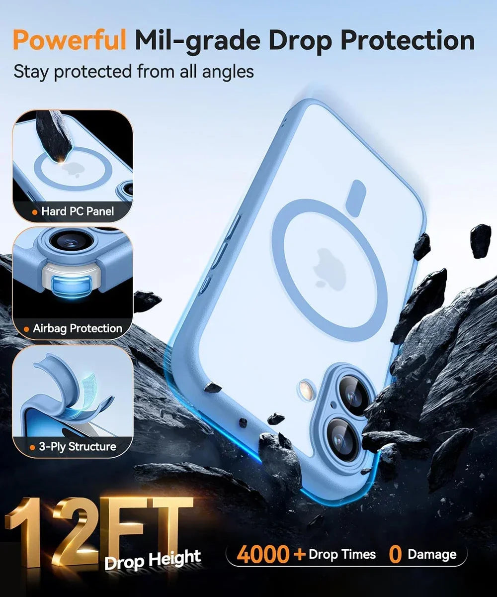 iPhone Case Magnetic Matte Translucent Armor MagSafe Compatible Shockproof Anti-Fingerprint Back To School 2026 Gift