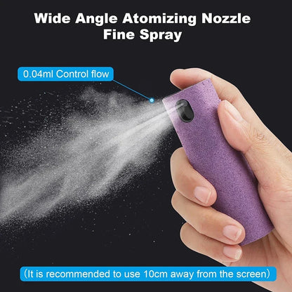 Microfiber Screen Cleaner Spray Set with Cloth & Brush for Smartphones, Tablets, Laptops