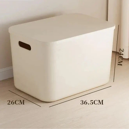 Beige PP Ins Style Storage Box with Lid - Home Organizers for Dustproof Clothing & Toys