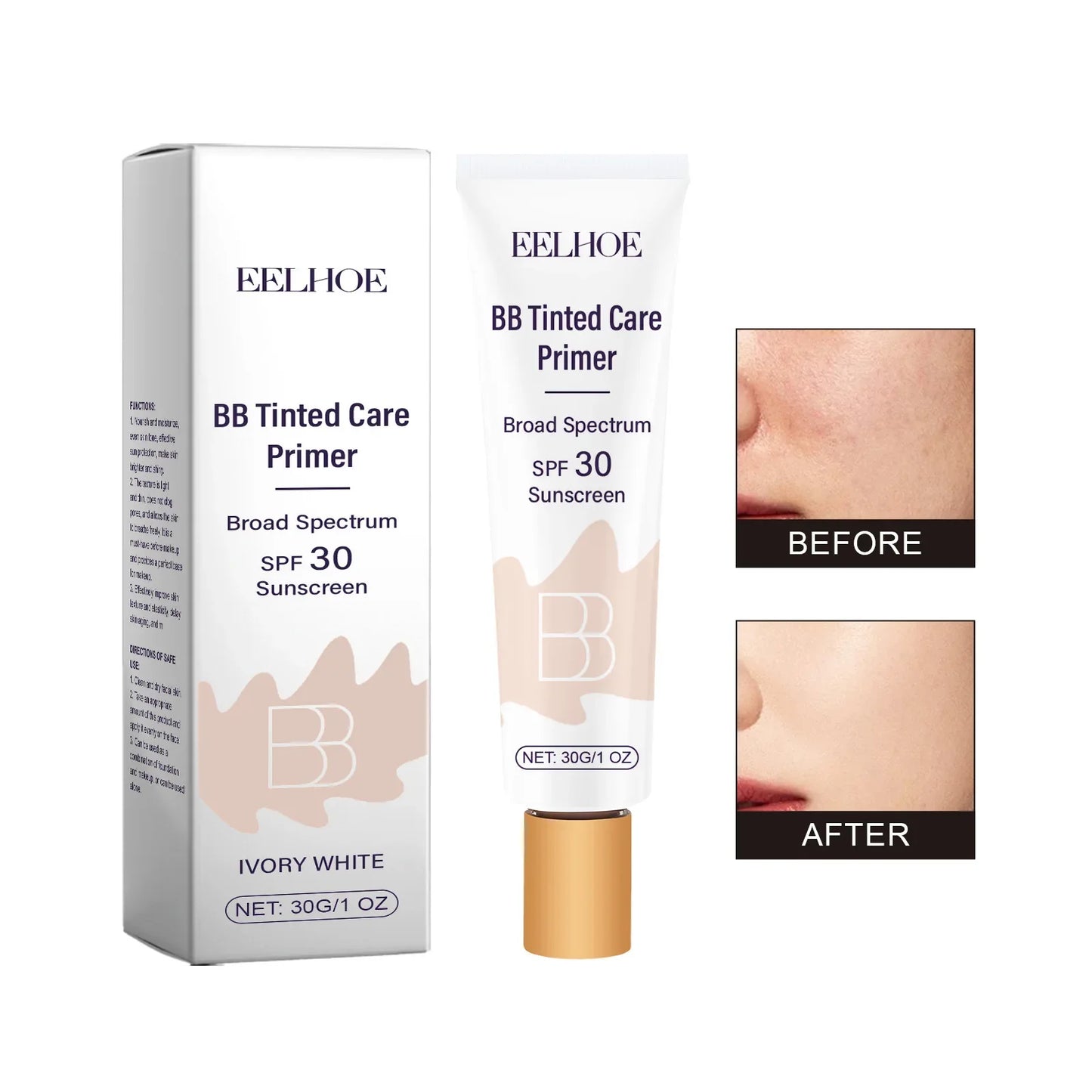 BB Cream Makeup Foundation Primer Waterproof SPF 30 Sunscreen Full Coverage Concealer Glow Brightening TikTok Viral