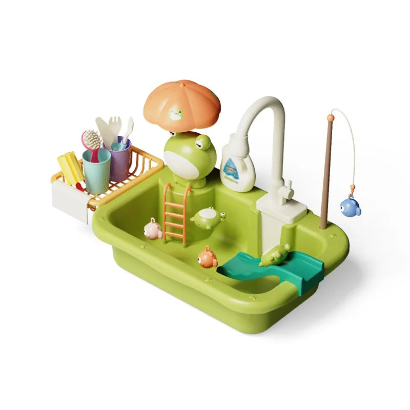 Electric Dishwasher Toy Set for Kids, Interactive Pretend Play Kitchen Sink with Sound, Multi-Color, Educational Role Play