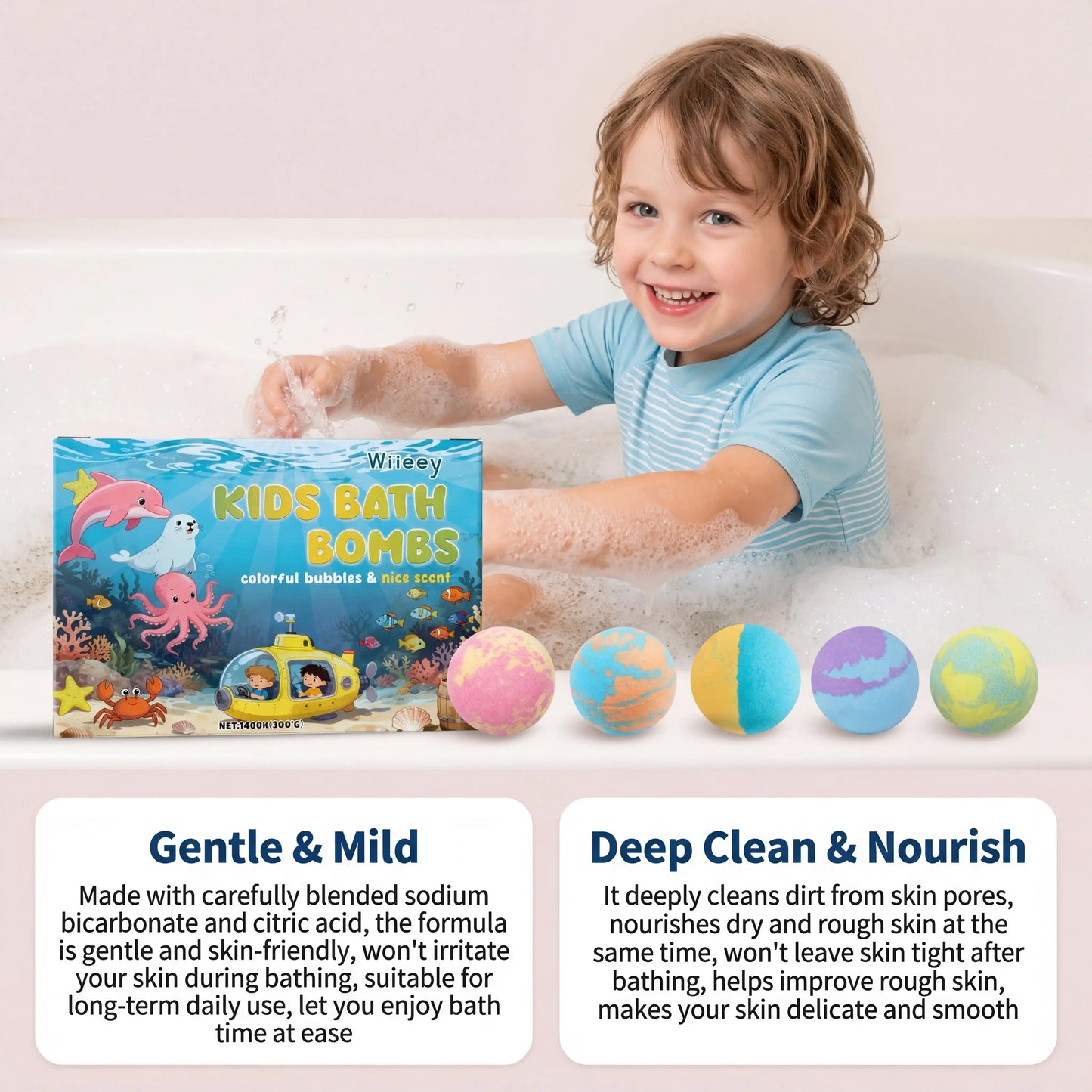 Kids Bath Bombs Set 6 Pcs Colorful Fizzy With Surprise Inside Moisturizing Formula Birthday Gift