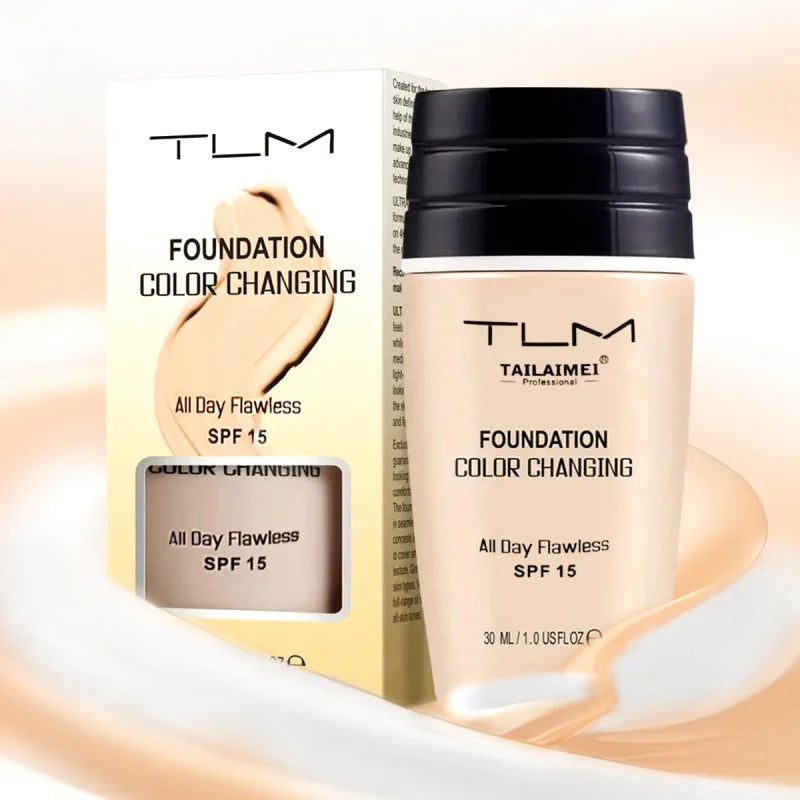 Color-Changing Liquid Foundation with SPF - Long-Lasting Waterproof Oil-Control Sunscreen Cream 30ml