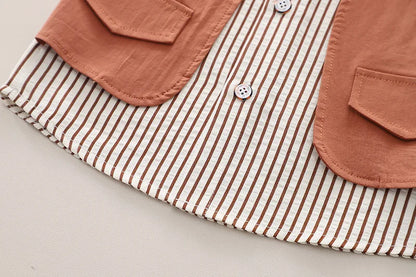 Close up look at the boys casual summer t-shirt and shorts outfit - view 10