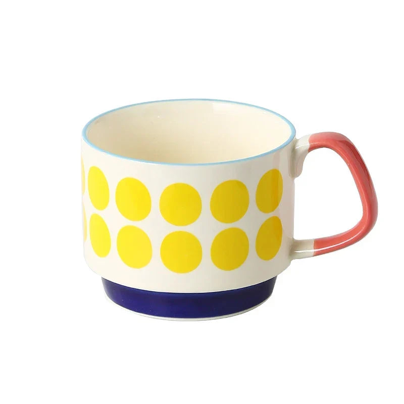 Coffee Mug 300ml Japanese Flower Ceramic Set Retro Drinkware Office Entertaining Fall 2025 Ergonomic Handgrip Gift