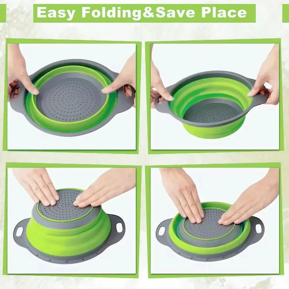 Silicone Folding Drain Basket Colander Foldable Kitchen Tool TikTok Viral Fall 2026 Eco Friendly