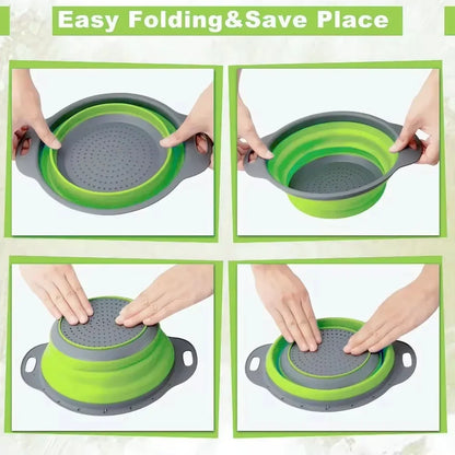 Silicone Folding Drain Basket Colander Foldable Kitchen Tool TikTok Viral Fall 2026 Eco Friendly
