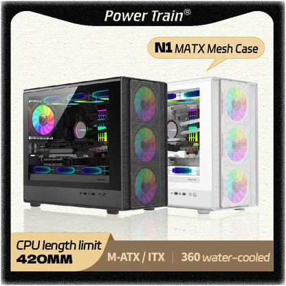 Mini ITX PC Case Tempered Glass 360mm Water Cooling