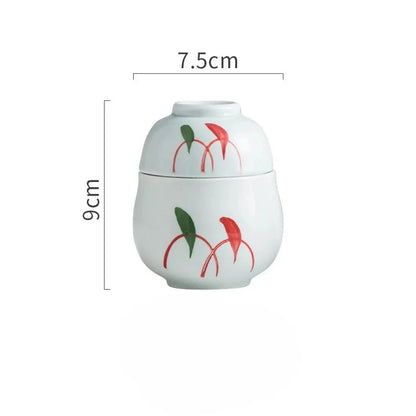 Hand Painted Japanese Ceramic Lidded Dessert Bowls Set