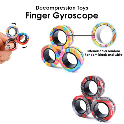 3Pcs Magnetic Rings Fidget Toy Set - Adult Fidget Magnets Pack for Kids and Teens, Stress Relief Spinner Gift