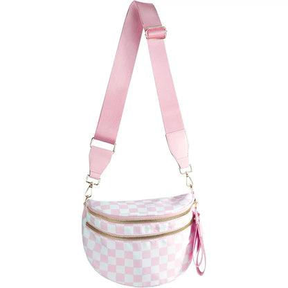 Casual women's checkered crossbody shoulder bag – high-capacity sling bag with adjustable strap