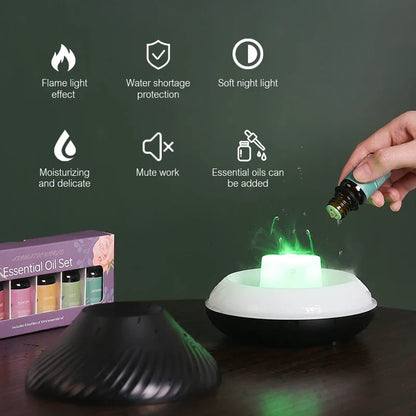 Volcanic Aroma Diffuser Essential Oil Lamp 130ml USB Humidifier with Color Flame Night Light