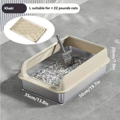 KEMORELA Extra Large Stainless Steel Cat Litter Box – Semi-Enclosed Leak-Proof High-Sided with Mat 2026