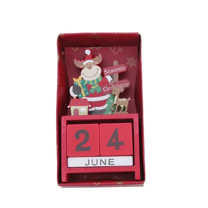 Christmas Wooden Countdown Calendar Ornament Tabletop Decor