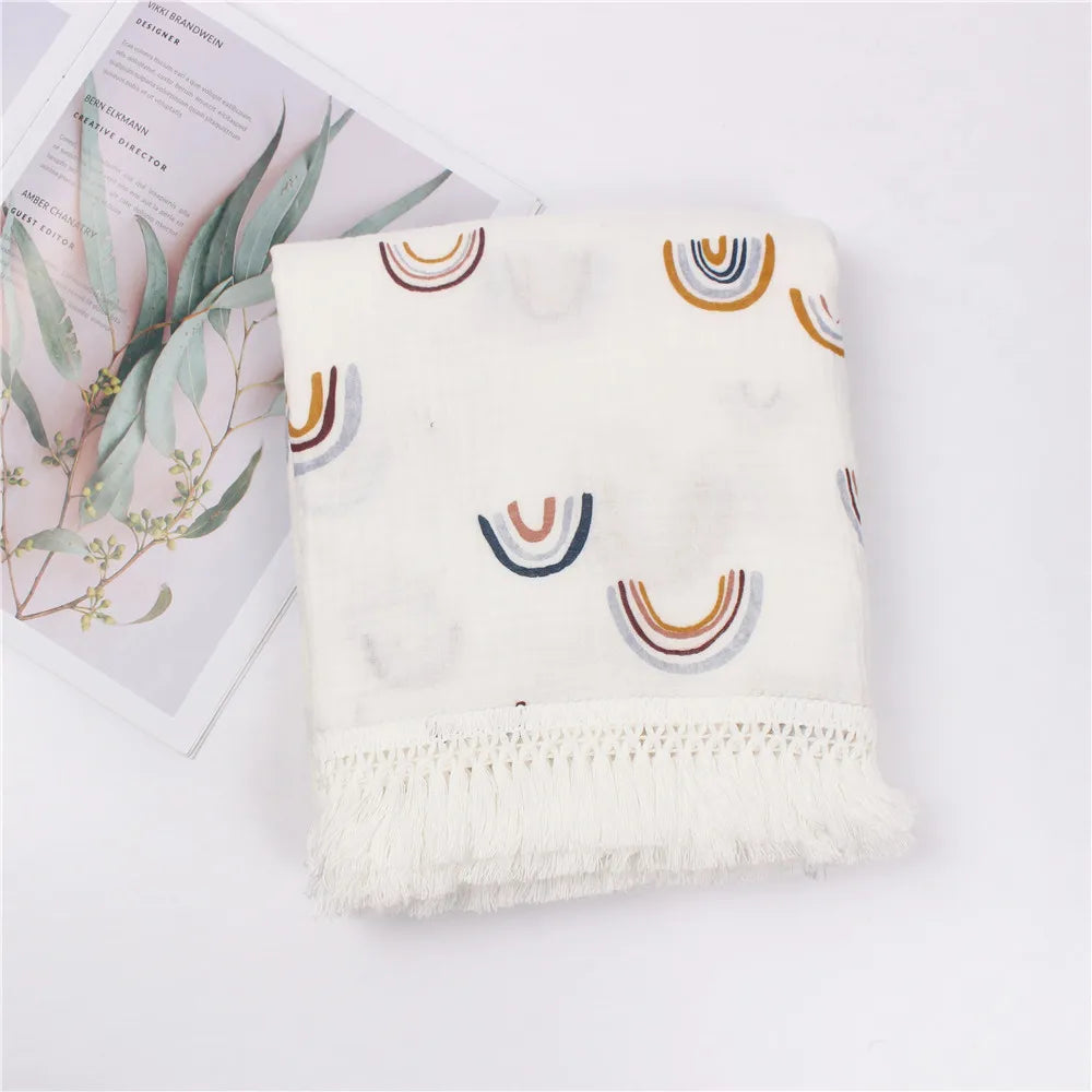Baby Swaddle Blanket 100 Percent Cotton Muslin Newborn Floral Print Quilt Swaddle Fall 2025 Breathable Soft Gift