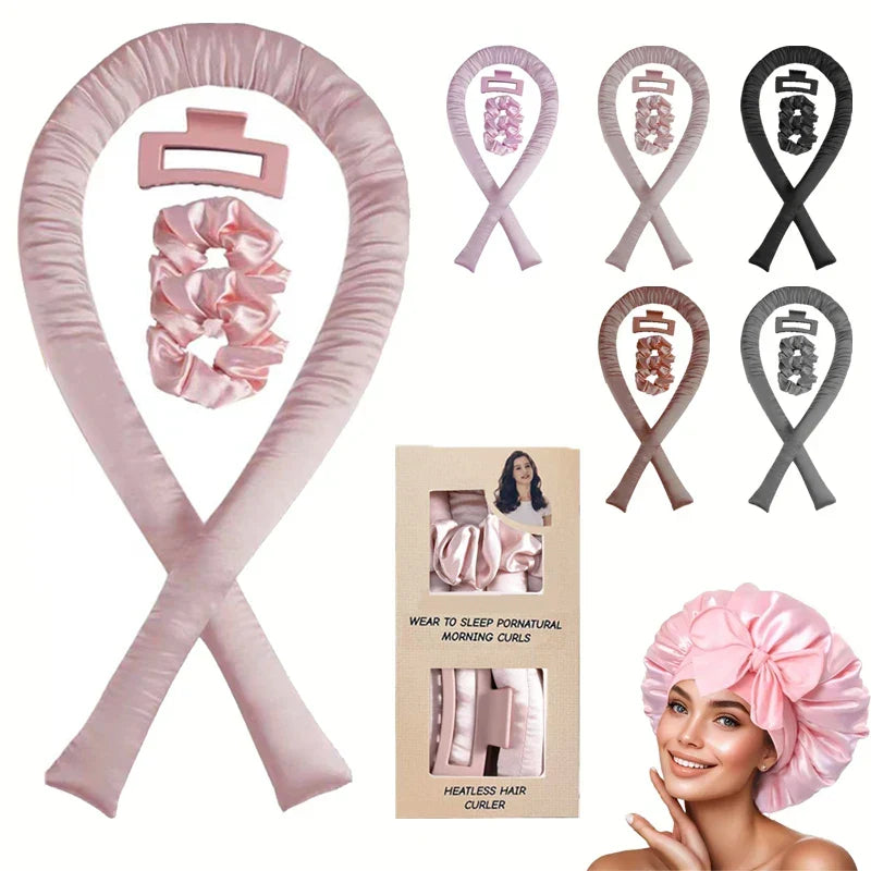 Heatless Hair Curlers Silk Headband Ribbon Rollers Overnight No Heat Styling Tool Sleep Curls 2025
