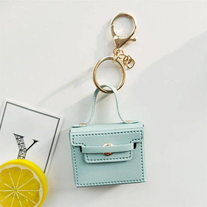 1+1 Free Birkin Inspired Mini Hand Bag - Solid Color PU Leather Coin Bag Keychain Charm