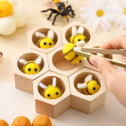 Montessori Fine Motor Toy 0-12 Months Wooden Bee Honeycomb Sensory Game Fall 2025 Development Gift