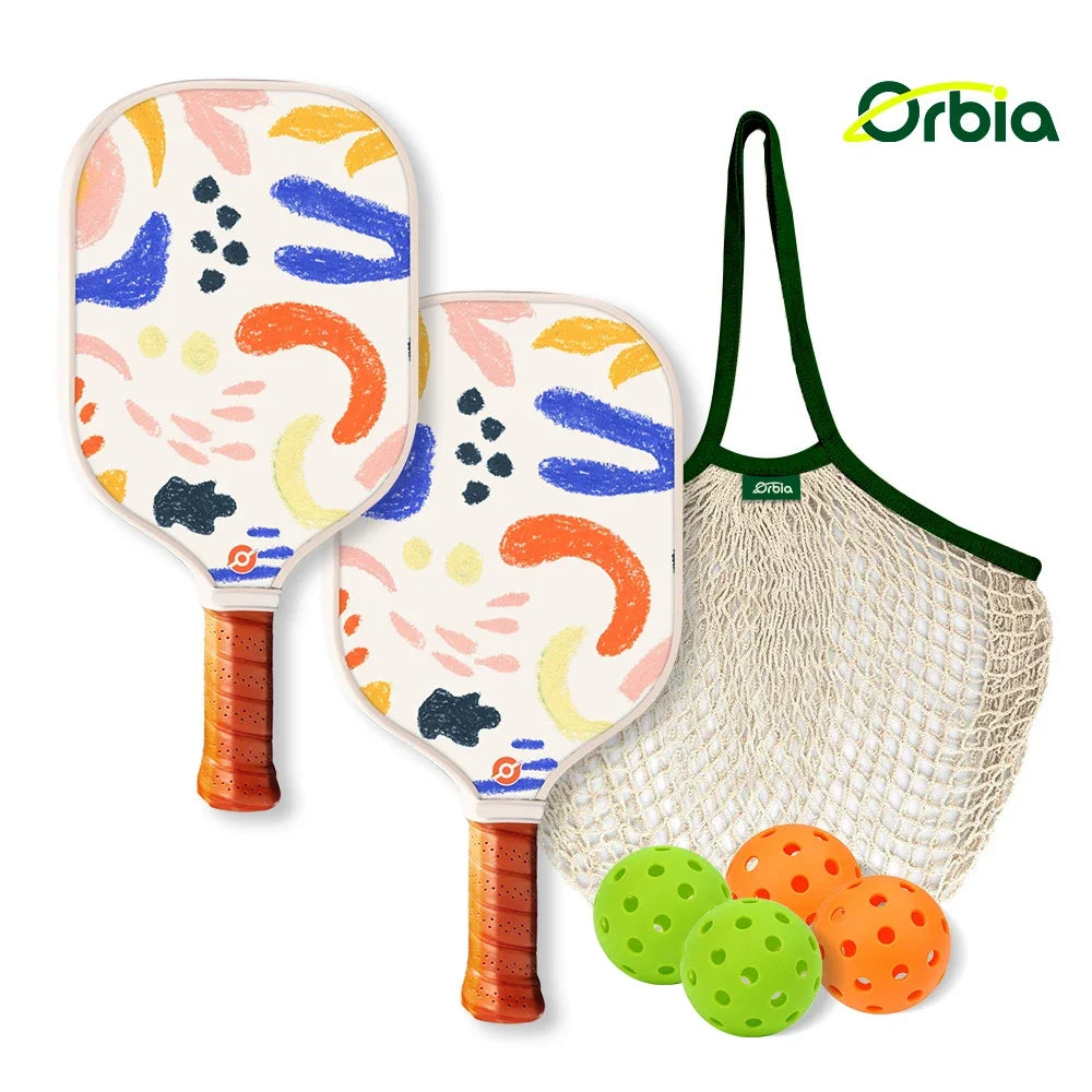 Variant image for Kids Pickleball Paddle Set with Durable Glass Fiber, 13mm Core, Lightweight Design for Outdoor Play, Includes Paddles and Balls-1