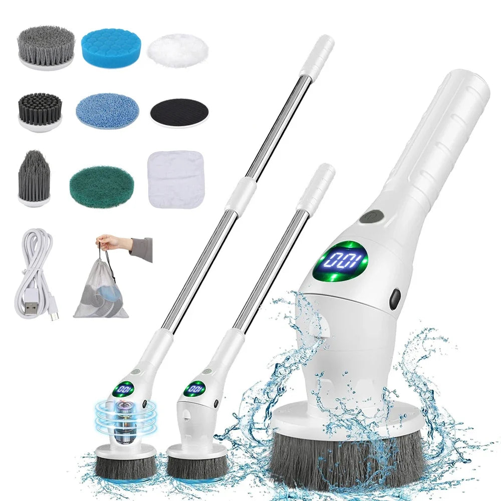 Wireless Rotatable Electric Cleaning Brush - 8 in 1 Household Cleaning Tool for Kitchen & Bathroom