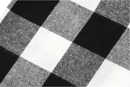 Side view of boys plaid long sleeve hooded jacket