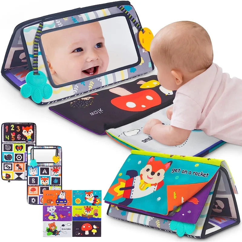 Variant image for Black and White Tummy Time Mirror Toy for Infants, Sensory Development Crinkle Cloth, Best Newborn Tummy Time Toy, Montessori Inspired-1