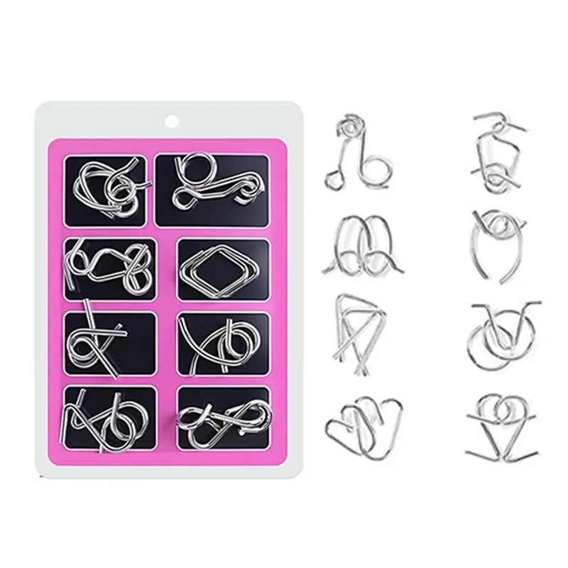Metal Brain Teaser Wire Ring Puzzle Set – IQ Mind Challenge 3D Disentanglement Educational Toy 2026