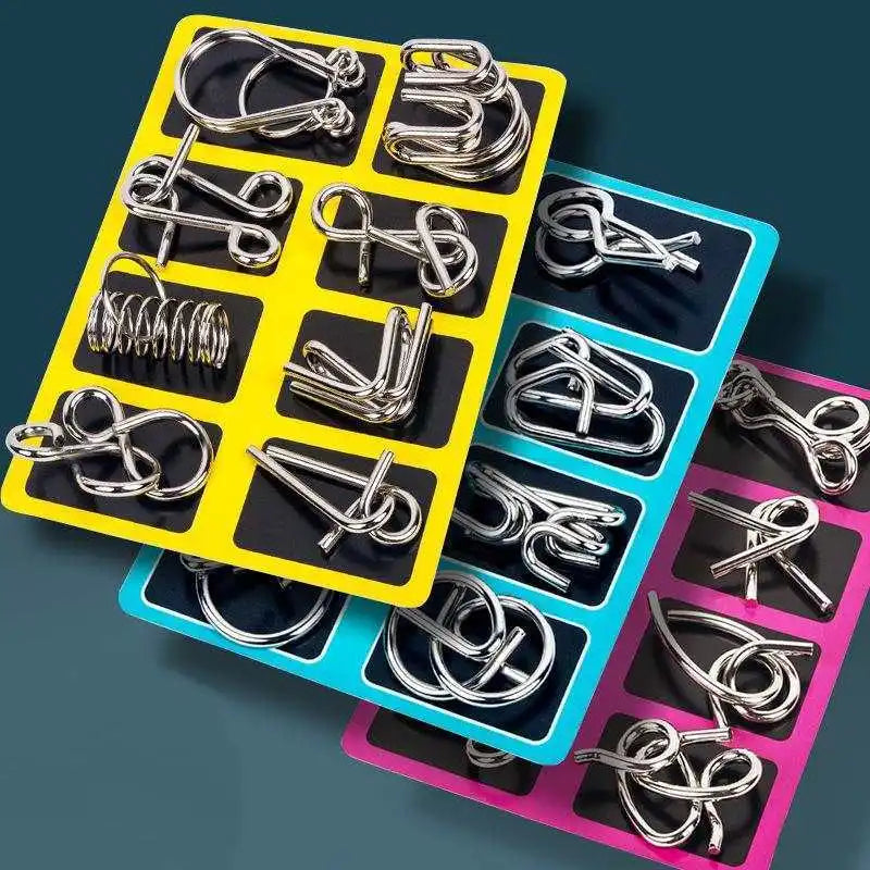 Metal Brain Teaser Wire Ring Puzzle Set – IQ Mind Challenge 3D Disentanglement Educational Toy 2026
