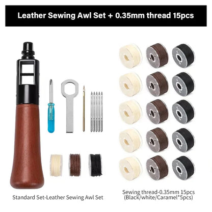 Leather Sewing Kit – Premium Hand Stitching Awl Tools Set for DIY Leather Craft and Canvas Repair, Fall 2026 Gift