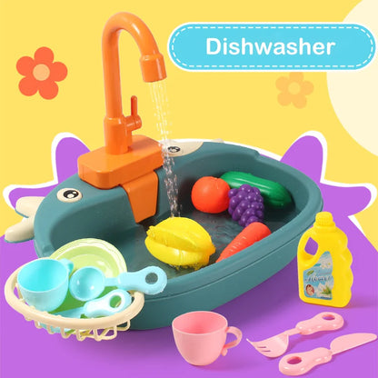 Kids Play Kitchen Sink Set with Temperature Sensing Dishwasher and Safe ABS Material for Pretend Play Role-Playing Fun
