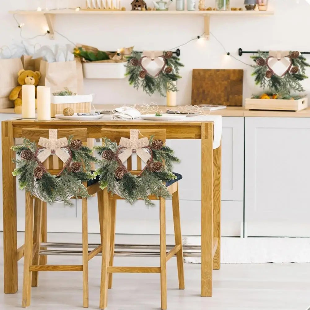 Christmas Wreaths Set Of 6 Mini Cabinet Wreaths With Red Bows Farmhouse Holiday 2025 Artificial Durable Decor