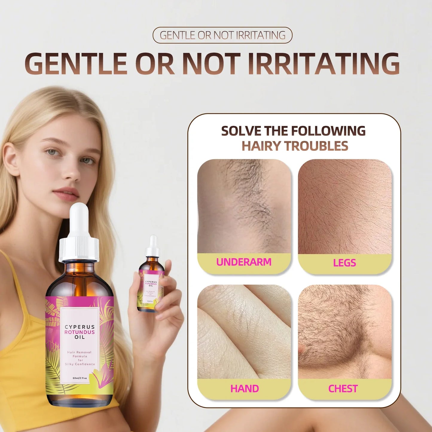 Hair Removal Oil 60ml Natural Jojoba Almond Oil For All Skin Types Long Lasting Smooth Skin TikTok Viral Fall 2026