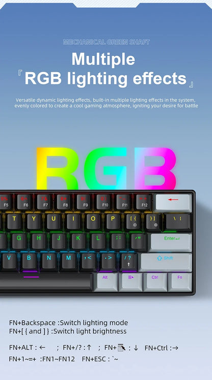 60 Percent Mechanical Mini Keyboard Wired RGB Portable