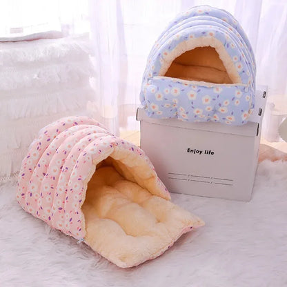 Cat Bed Cocoon Soft Coral Fleece Nest Indoor Winter 2025 Cozy Snuggly Warm Retreat For Cats