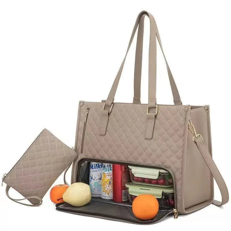 Insulated Lunch Bag Black Shoulder Laptop Bag 2-in-1 Large Capacity Back to School 2026 Gift