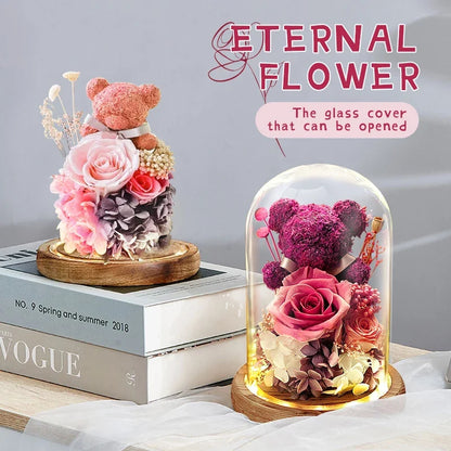Eternal Preserved Rose Gift Box with Teddy Bear – A Thoughtful Valentine's Day Surprise for Her