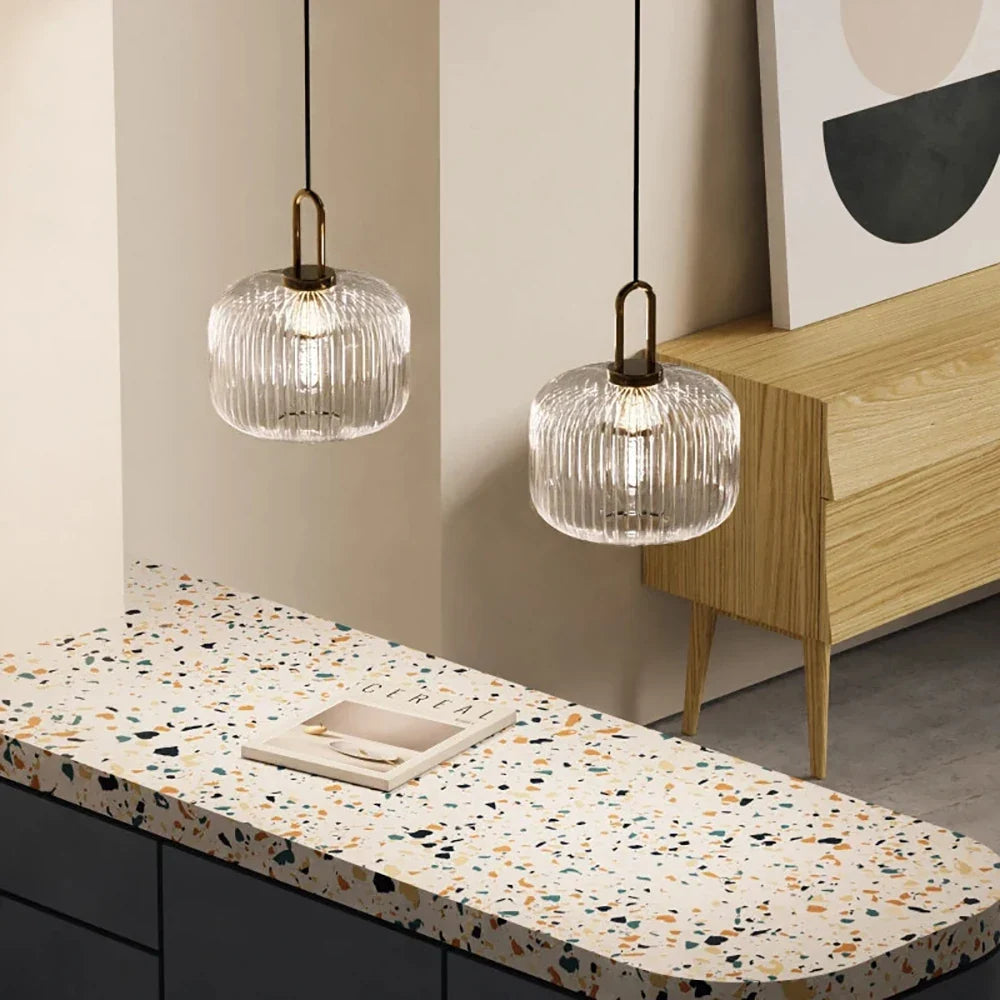Japandi Glass Pendant Light Japanese Nordic Hanging Lamp Warm