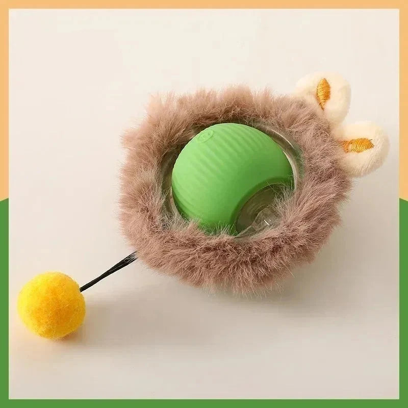 Plush Cat Interactive Ball Toy Automatic Rolling Ball - Rechargeable Smart Electric Toy for Cats and Dogs