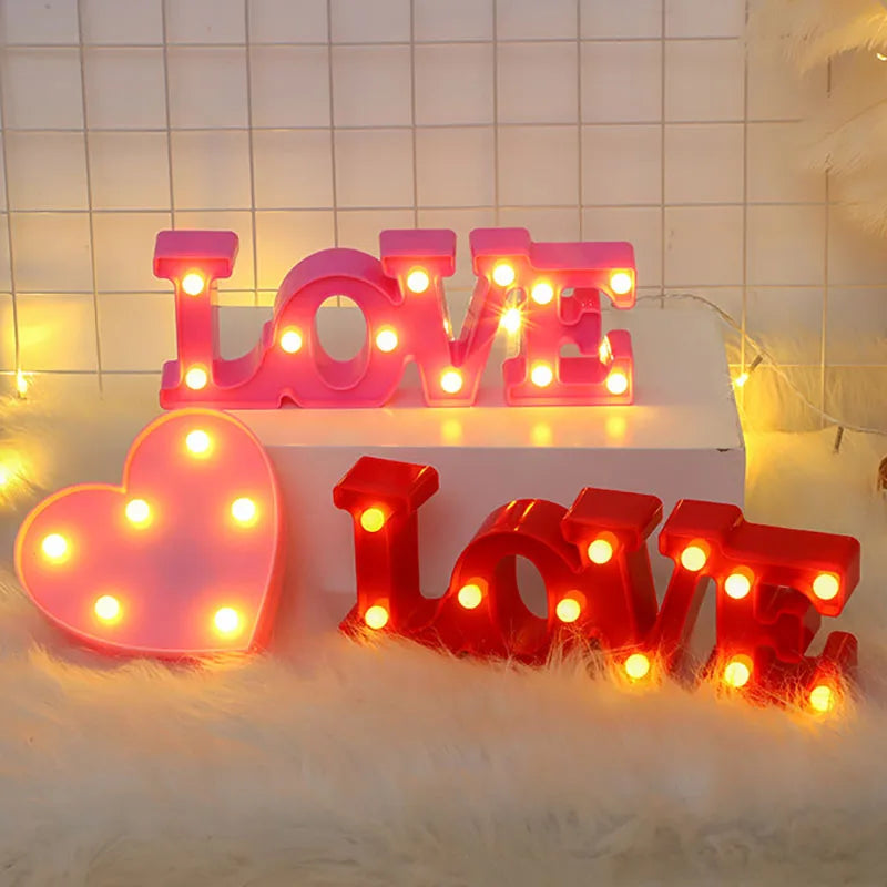 Romantic Love LED Lamp - Battery-Operated Night Light, Perfect Valentine's Day Gift for Weddings, Parties, and Home Decor