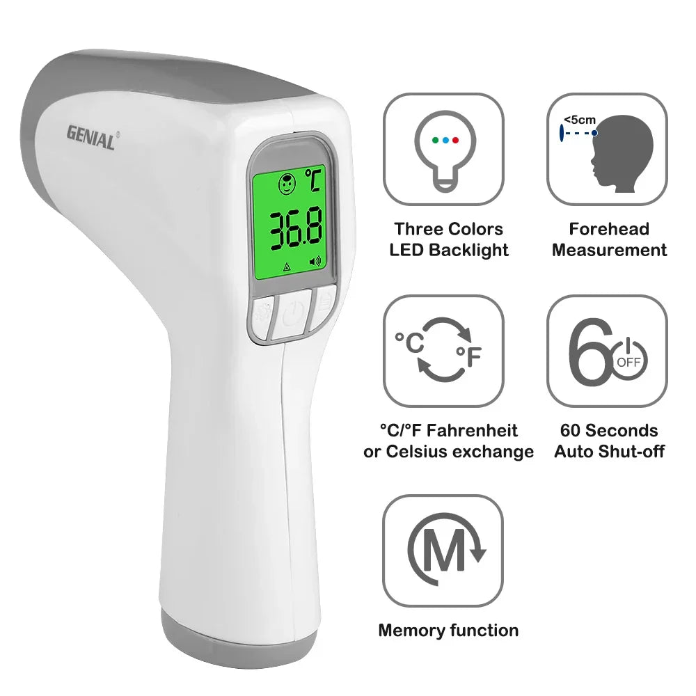 Infrared Forehead Thermometer 2-in-1 with Fever Alarm and LCD Display, Accurate Readings for Family, Back to School 2026