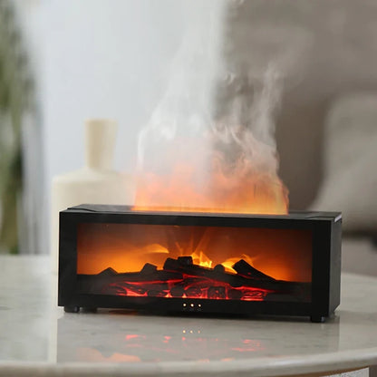 Creative Fireplace Air Humidifier Diffuser with LED Light Remote Control for Home Gift